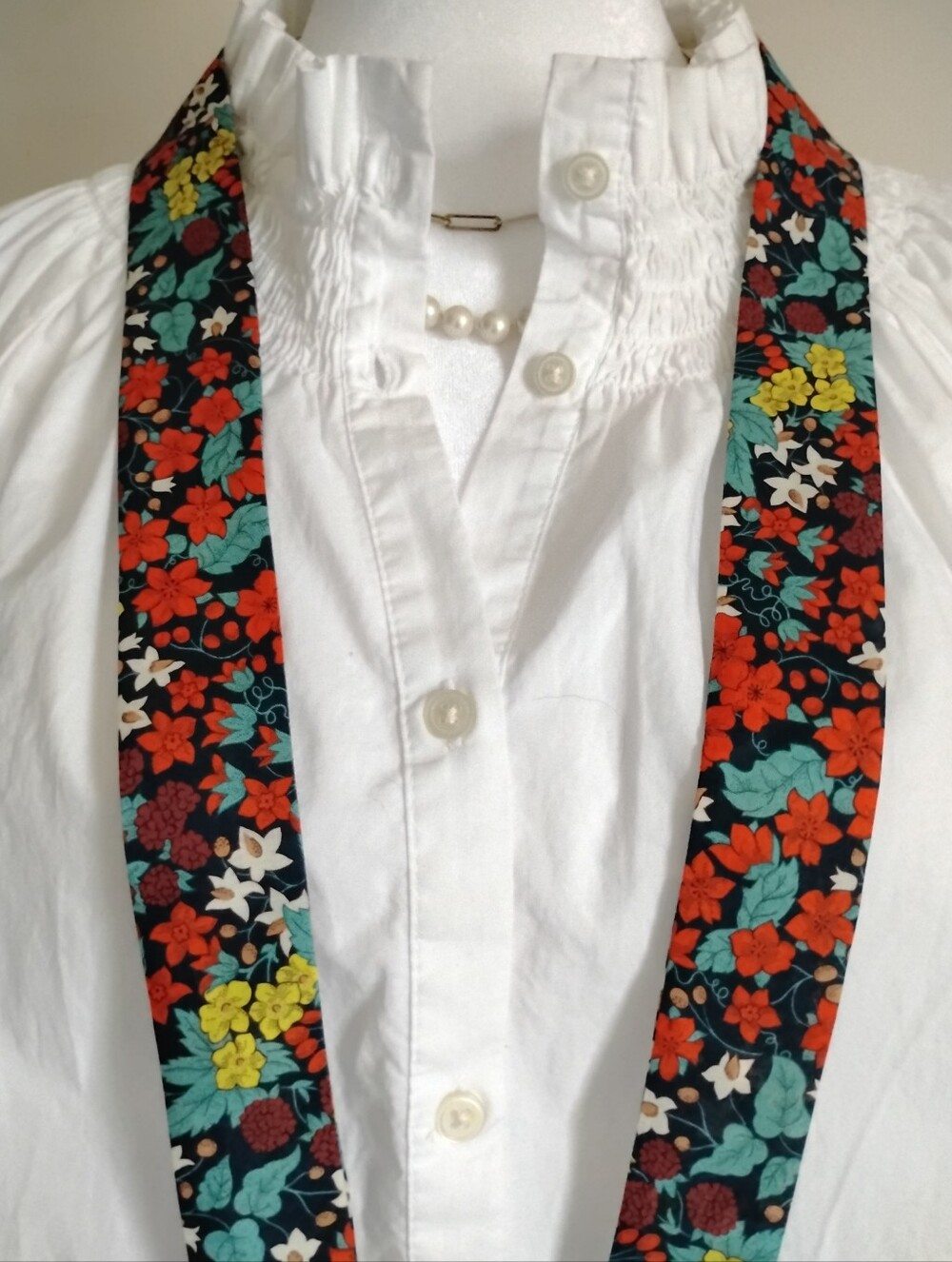 Liberty Art Fabric Tana Lawn Super Skinny Scarf Harvest Berry Colorful Floral - Picture 4 of 13